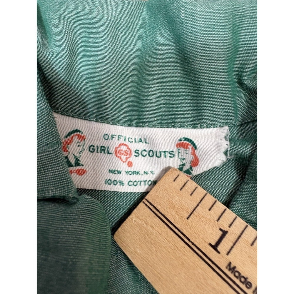 Girl Scouts Dress Uniform Girls XS Green Excellent Vintage Cotton Button Front - Picture 2 of 13